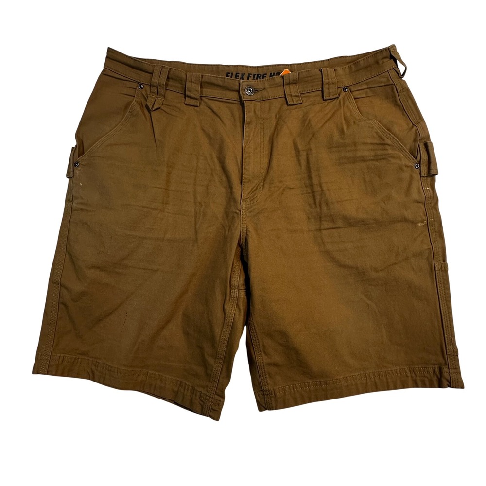 FLEX FIRE WORKWEAR Men's Brown Cargo Work Shorts Utility Style Size 40